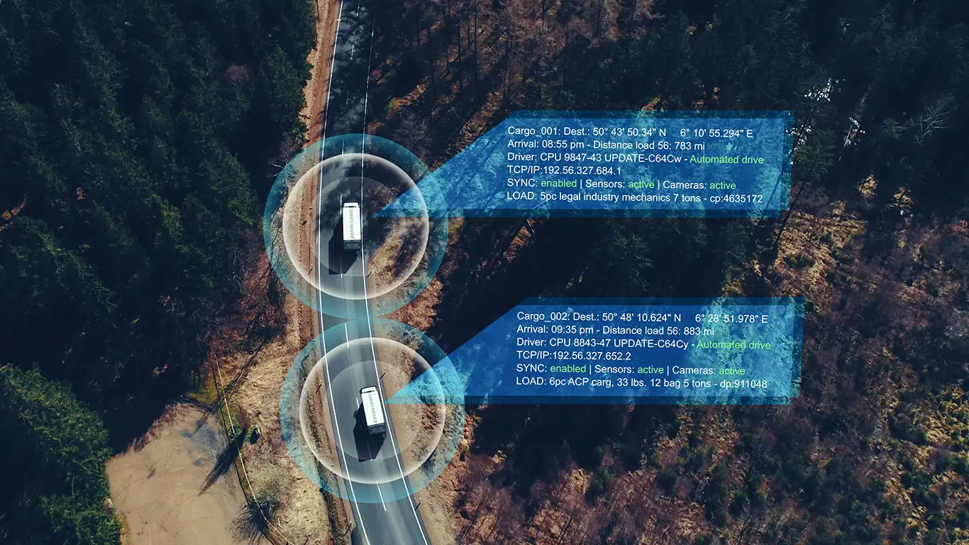 Cámara con inteligencia artificial en vehículo comercial